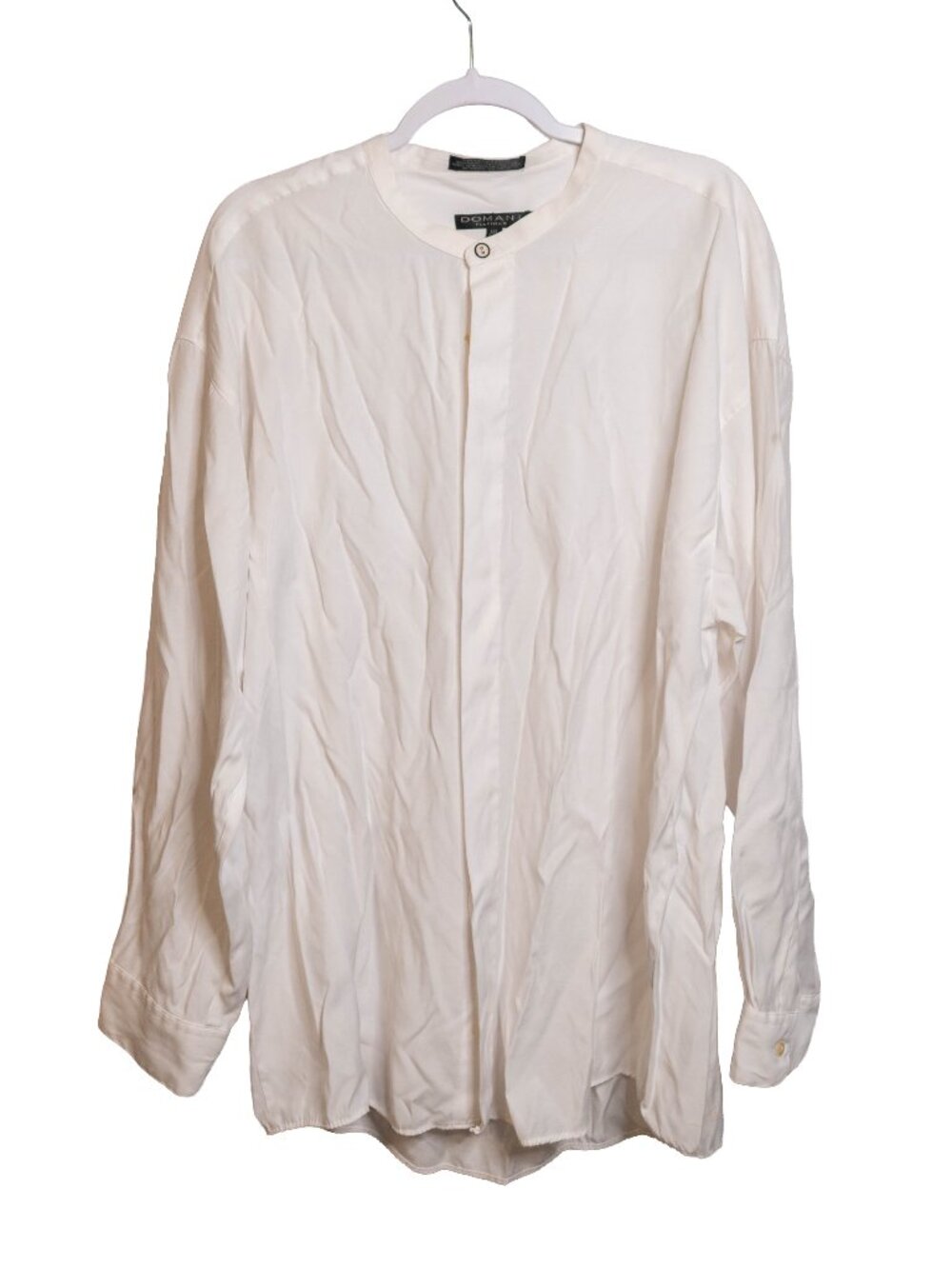 Vintage Domani Platinum Ivory Button Up High Neckline Shirt - XXL